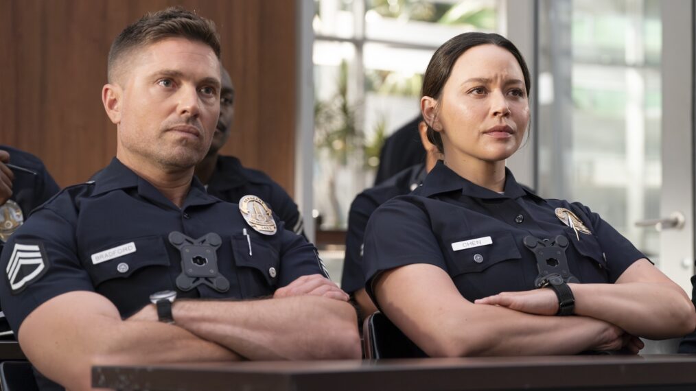 Eric Winter as Tim, Melissa O'Neil as Lucy — 'The Rookie' Season 7 Premiere 