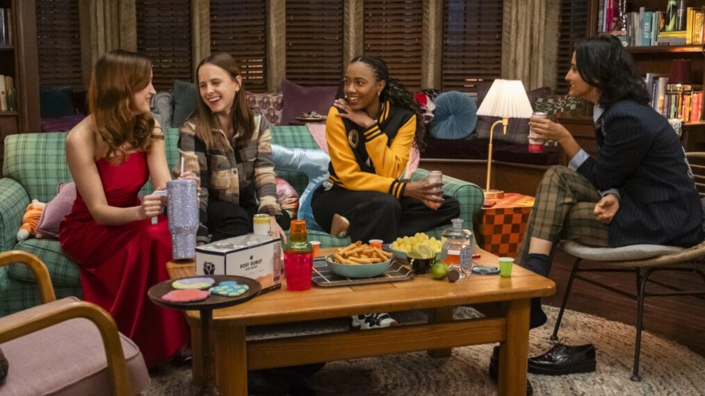 Gracie Lawrence, Pauline Chalamet, Alyah Chanelle Scott, and Amrit Kaur in 'The Sex Lives of College Girls' Season 3 finale