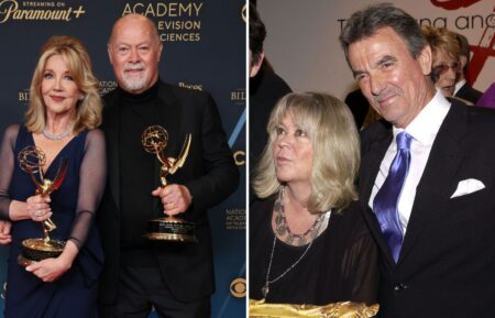 Melody Thomas Scott and Edward J. Scott, Lifetime Achievement Honorees, pose at the 51st annual Daytime Emmys Awards at The Westin Bonaventure Hotel & Suites, Los Angeles on June 07, 2024 in Los Angeles, California / Actor Eric Braeden, his wife Dale and their son Christian celebrate Braeden's 25th anniversary playing legendary character Victor Newman on 