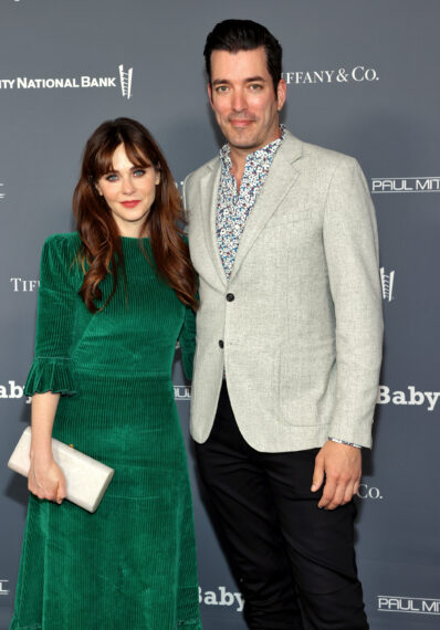 Zooey Deschanel and Jonathan Silver Scott attend the Baby2Baby 10-Year Gala