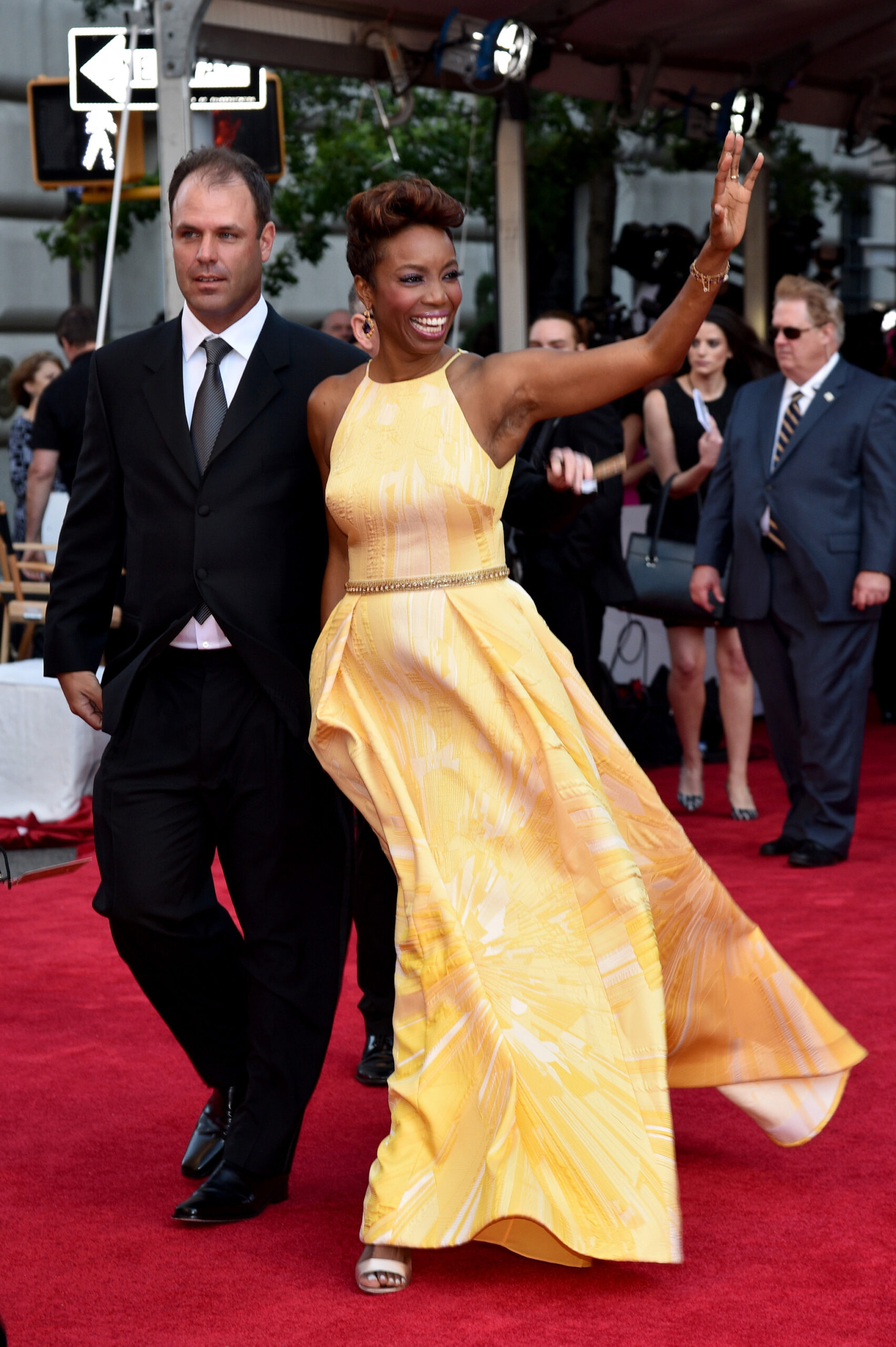 Former NFL player Brian Musso and actress Heather Headley arrive at FIJI Water at 2016 Tony Awards at The Beacon Theatre on June 12, 2016 in New York City.