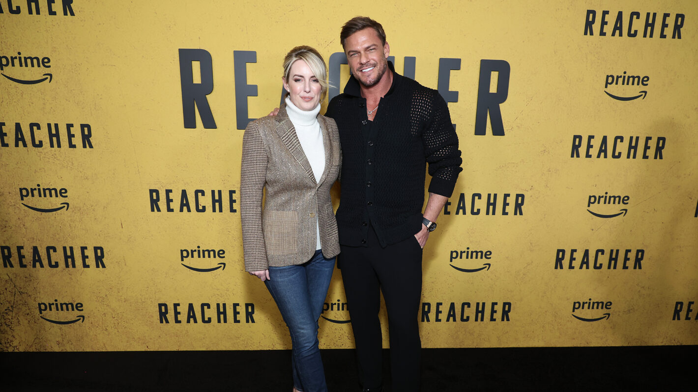 Catherine Ritchson and Alan Ritchson attend the red carpet and fan screening for Prime Video's 