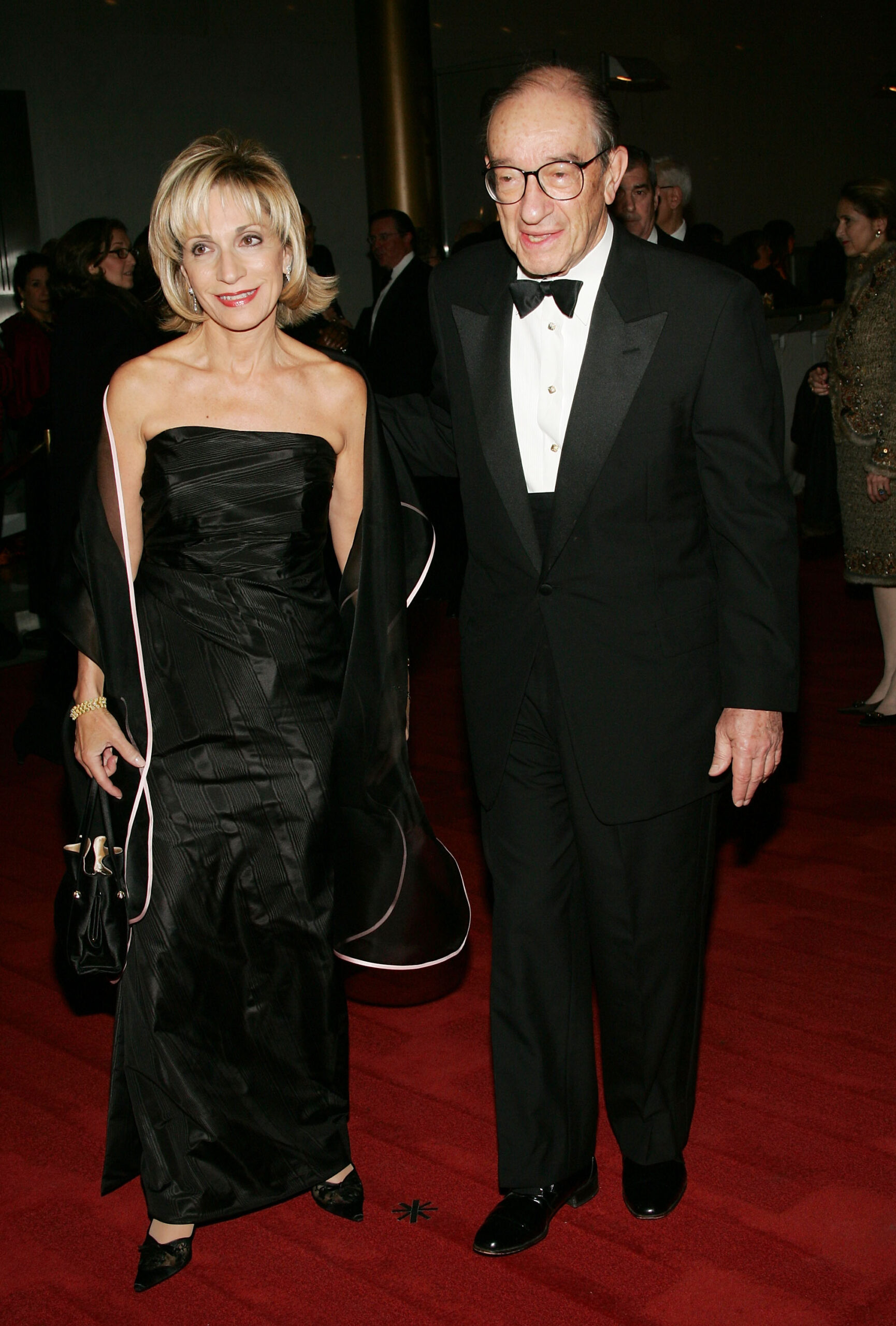 Federal Reserve Chief Alan Greenspan and wife NBC television reporter Andrea Mitchell arrive at the 27th Annual Kennedy Center Honors Gala