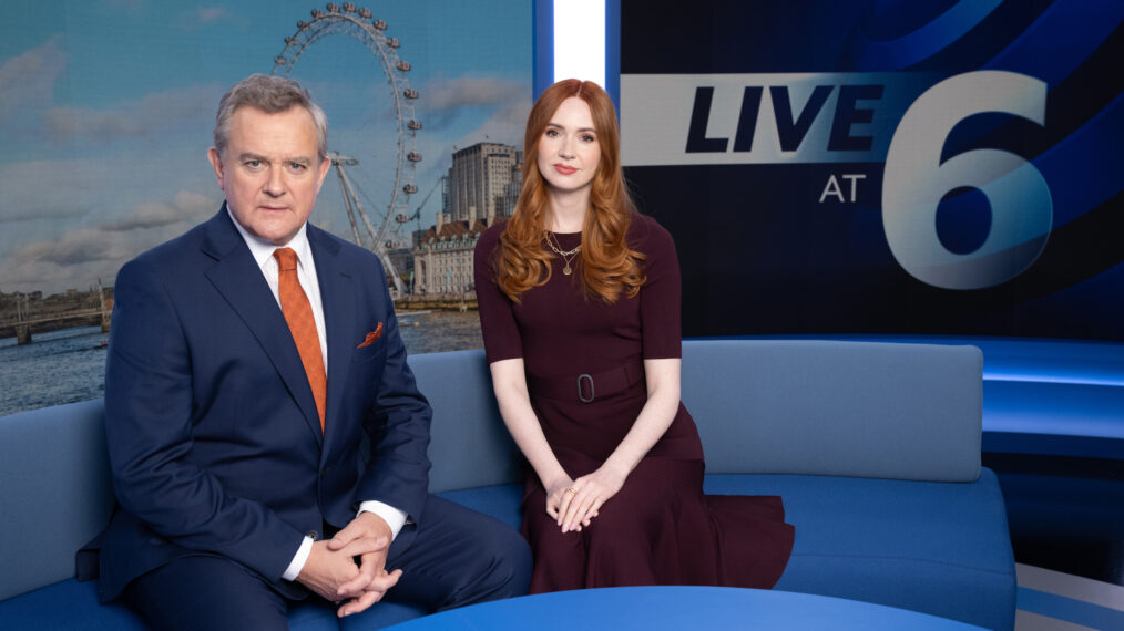 Hugh Bonneville as Douglas, Karen Gillan as Madeline — 'Douglas Is Cancelled'