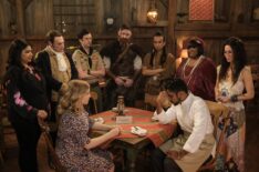 Punam Patel as Bela, Brandon Scott Jones as Isaac, Rose McIver as Samantha, Richie Moriarty as Pete, Devan Chandler Long as Thorfinn, Román Zaragoza as Sasappis, Utkarsh Ambudkar as Jay, Danielle Pinnock as Alberta, and Sheila Carrasco as Flower in 'Ghosts' Season 4