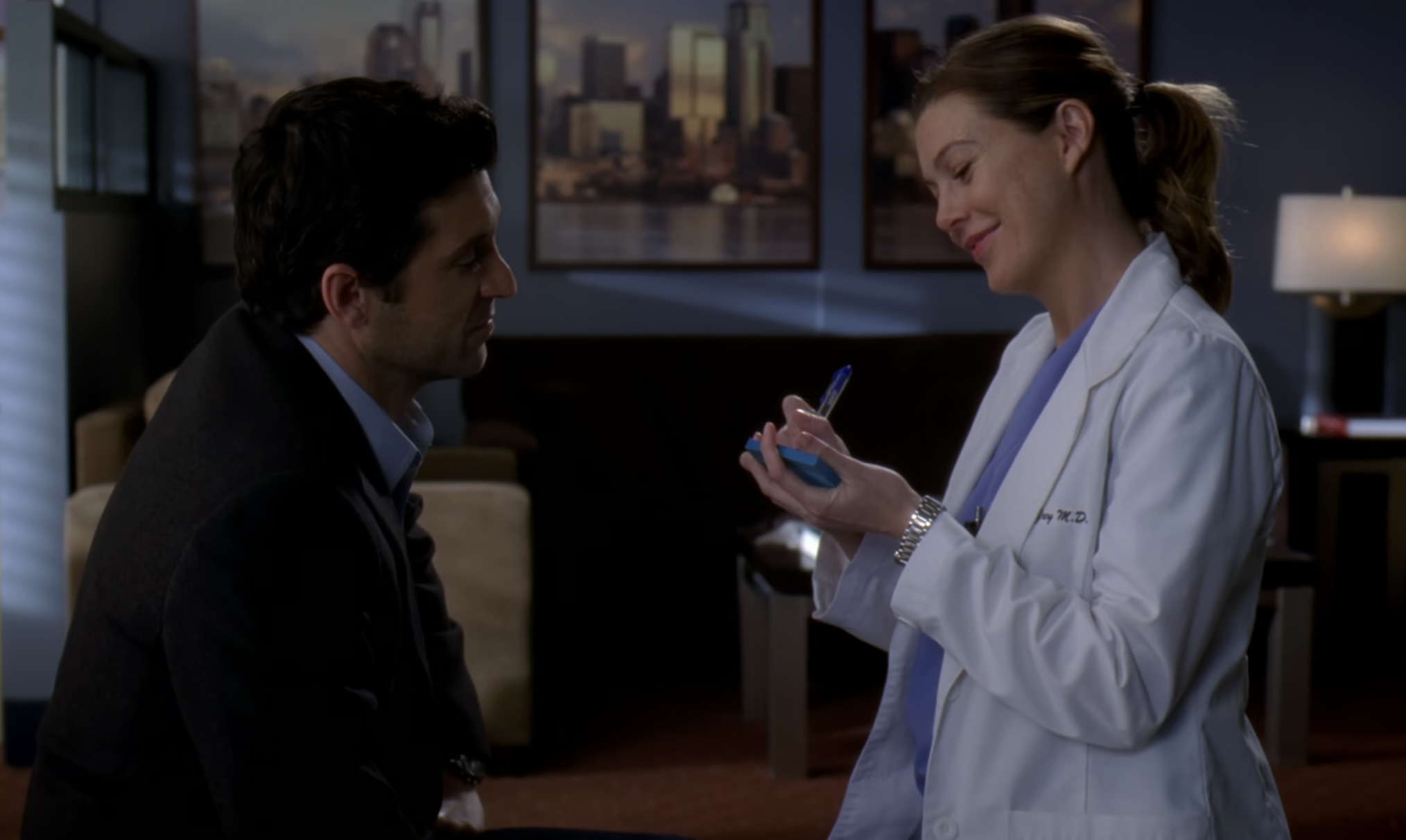 Patrick Dempsey and Ellen Pompeo as Derek and Meredith on 'Grey's Anatomy'