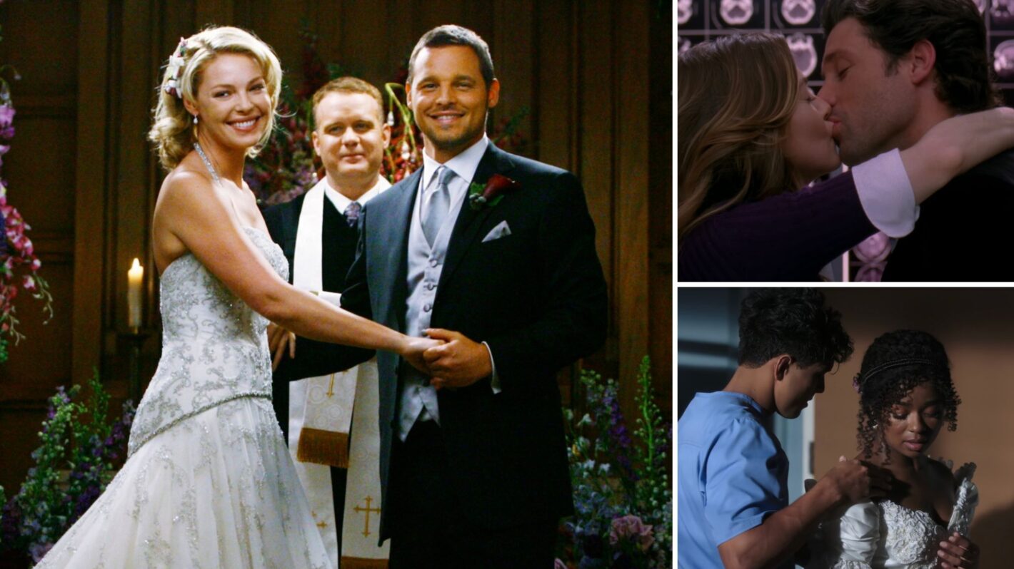 Katherine Heigl, Mickey Maxwell, Justin Chambers in 'Grey's Anatomy' Season 5; Patrick Dempsey and Ellen Pompeo kissing as Derek and Meredith on 'Grey's Anatomy'; Niko Terho and Alexis Floyd on 'Grey's Anatomy'