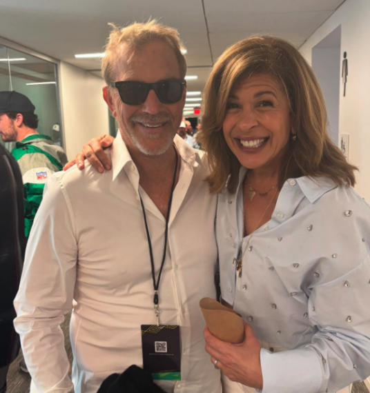 kevin costner and hoda kotb at super bowl