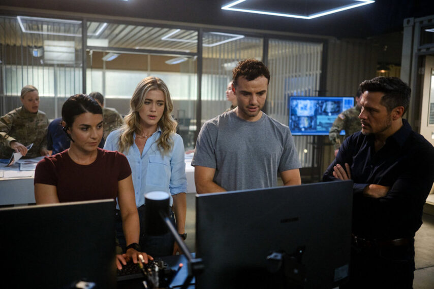 Sarah Garcia as Jennifer Morales, Melissa Roxburgh as Rebecca Henderson, Nick Wechsler as Oliver Odell, Patrick Sabongui as Ryan Hassani — 'The Hunting Party' Season 1 Episode 4 "Doctor Ezekiel Malak"