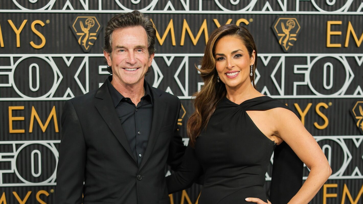 Jeff Probst and Lisa Ann Russell attend the 75th Primetime Emmy Awards