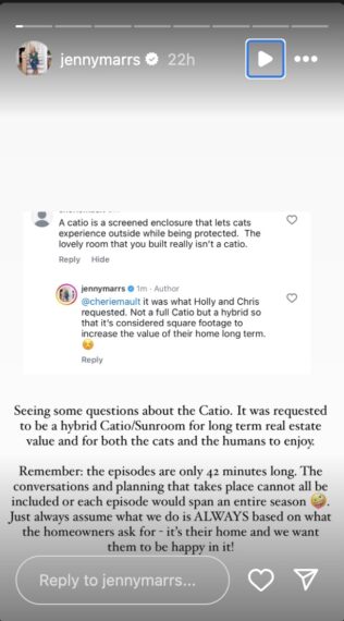 Jenny Marrs responds to Catio criticism on fixer to fabulous