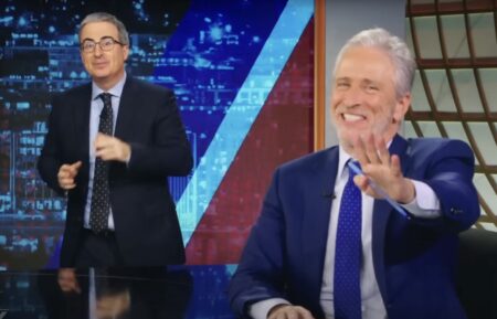 John Oliver and Jon Stewart on Daily Show