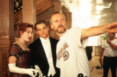 Kate Winslet, Leonardo DiCaprio, director James Cameron in 'Titanic'