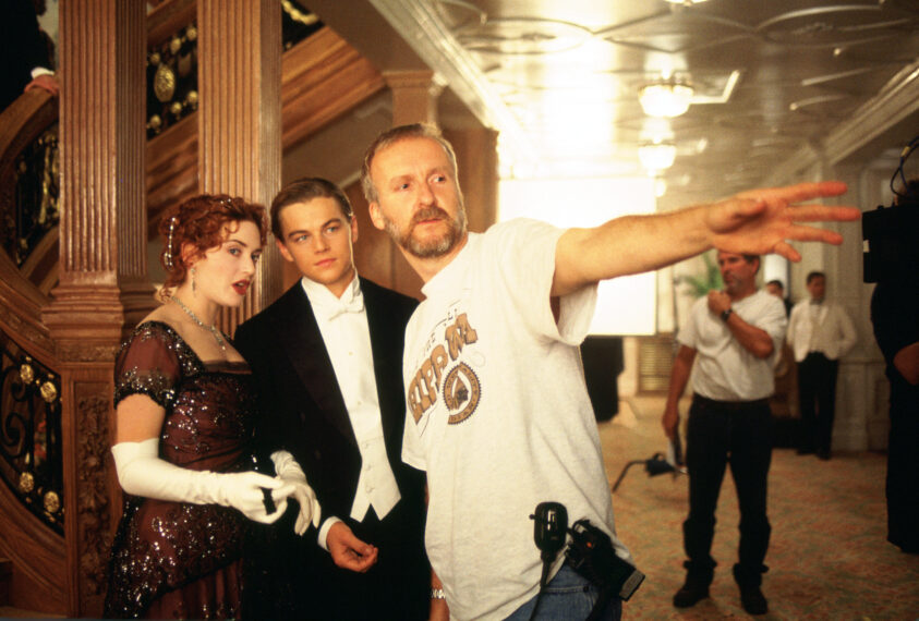 Kate Winslet, Leonardo Di Caprio, director James Cameron in 'Titanic'