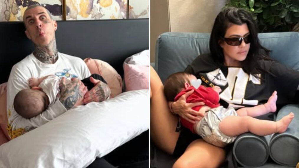 Kourtney Kardashian and Travis Barker with son Rocky