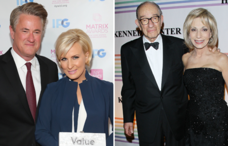 Mika Brzezinksi and Joe Scarborough attend the 2018 Matrix Awards, Alan Greenspan and TV Personality Andrea Mitchell (R) arrive at the 34th Kennedy Center Honors