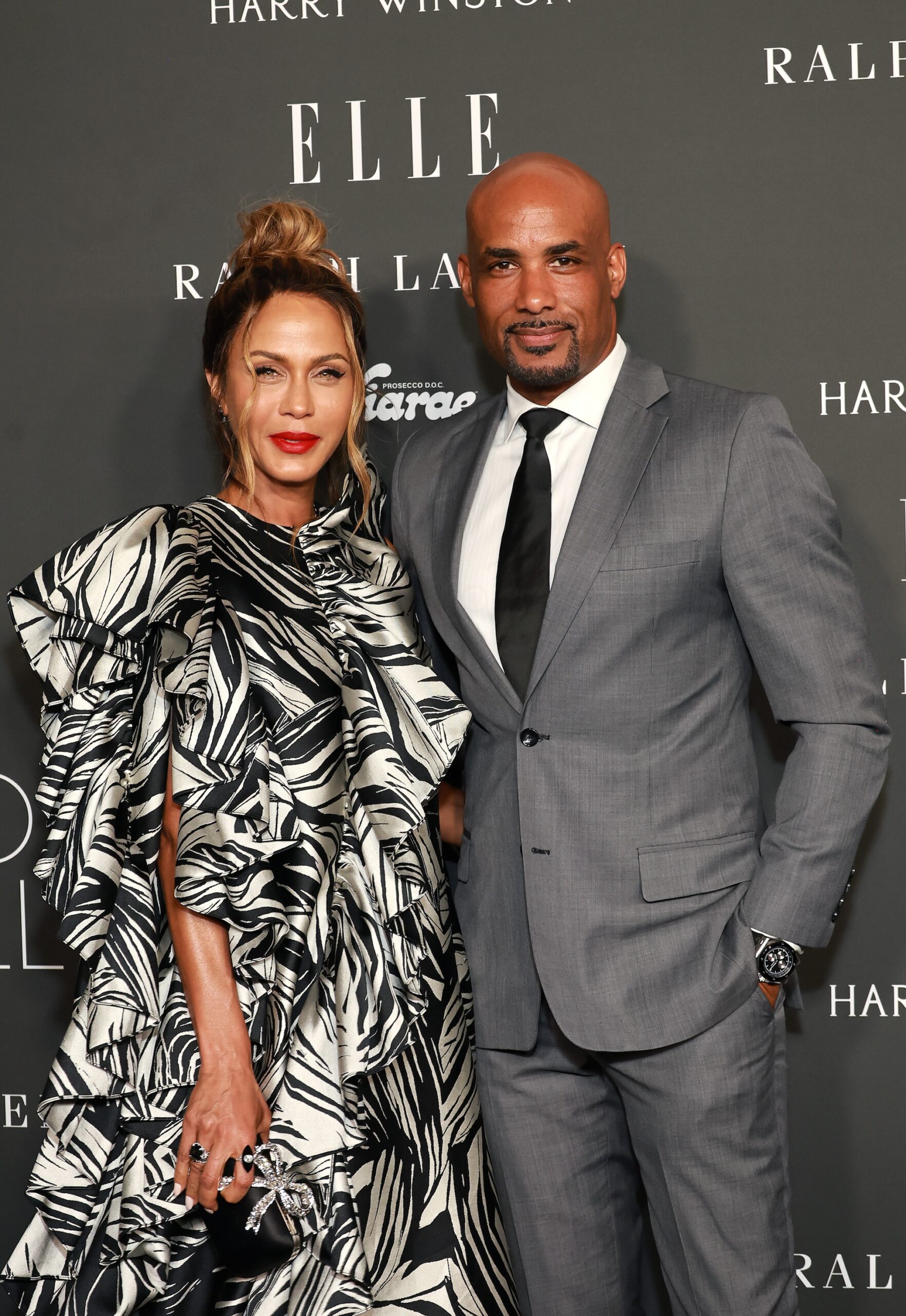 Nicole Ari Parker and Boris Kodjoe attend ELLE's 2023 Women in Hollywood Celebration Presented by Ralph Lauren, Harry Winston and Viarae at Nya Studios on December 05, 2023 in Los Angeles, California.