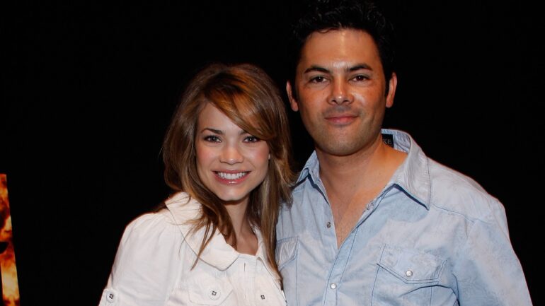 Actress Rebecca Herbst and husband Michael Saucedo attend the Backstage Creations celebrity retreat held during the 43rd Academy of Country Music Awards at the MGM Grand Garden Arena on May 18,2008 in Las Vegas, Nevada.