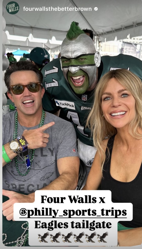 Rob McElhenney and Kaitlin Olson at Super Bowl 2025