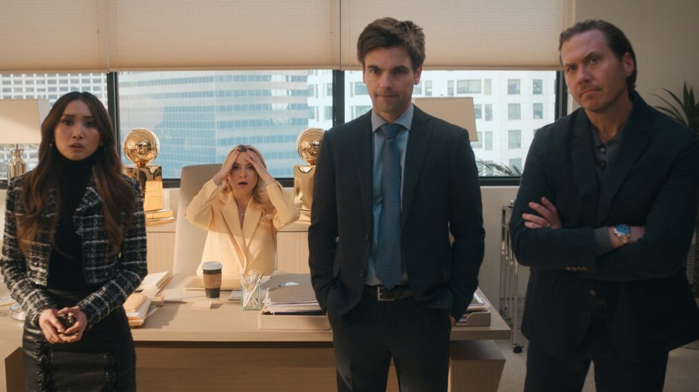 Brenda Song, Kate Hudson, Drew Tarver, and Scott MacArthur in 'Running Point' 