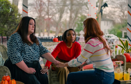 Brooke Elliott as Dana Sue Sullivan, Heather Headley as Helen Decatur and JoAnna Garcia Swisher as Maddie Townsend in 'Sweet Magnolias' Season 4