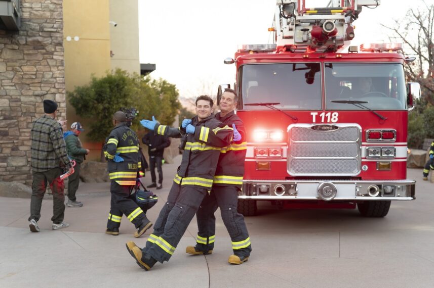 Oliver Stark and Peter Krause — Behind the Scenes of '9-1-1' Season 8 Episode 11 