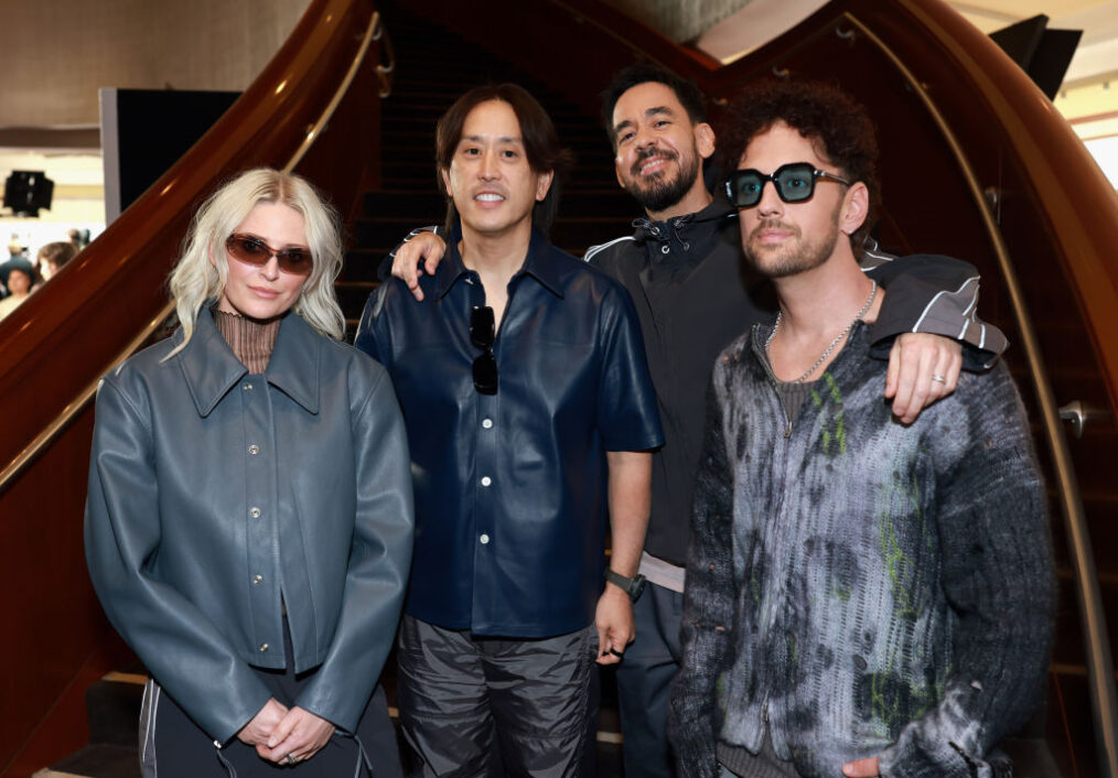 LOS ANGELES, CALIFORNIA - MARCH 17: (FOR EDITORIAL USE ONLY) (L-R) Emily Armstrong, Joe Hahn, Mike Shinoda, and Colin Brittain of Linkin Park attend the 2025 iHeartRadio Music Awards at Dolby Theatre in Los Angeles, California on March 17, 2025. Broadcasted live on FOX.