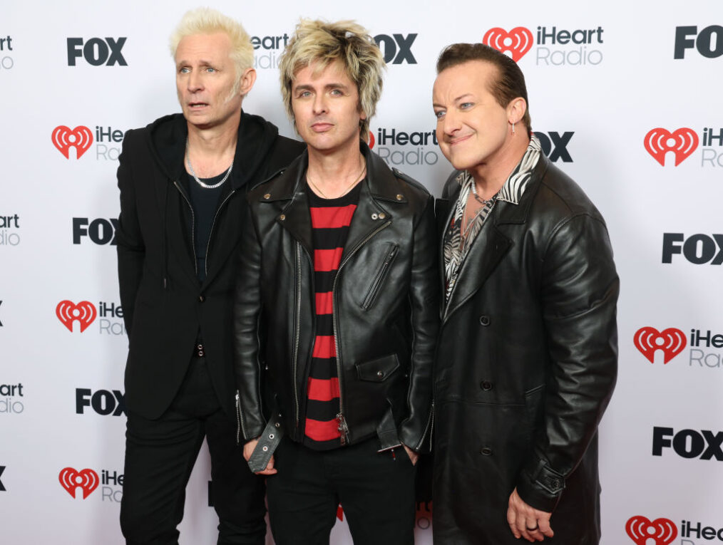 LOS ANGELES, CALIFORNIA - MARCH 17: (FOR EDITORIAL USE ONLY) (L-R) Mike Dirnt, Billie Joe Armstrong and Tré Cool of Green Day attend the 2025 iHeartRadio Music Awards at Dolby Theatre in Los Angeles, California on March 17, 2025. Broadcasted live on FOX.