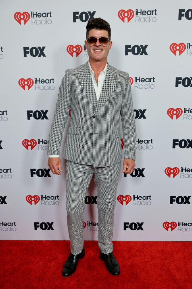 HOLLYWOOD, CALIFORNIA - MARCH 17: Robin Thicke attends the 2025 iHeartRadio Music Awards at Dolby Theatre on March 17, 2025 in Hollywood, California.