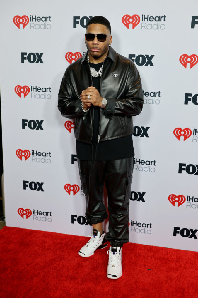 HOLLYWOOD, CALIFORNIA - MARCH 17: Nelly attends the 2025 iHeartRadio Music Awards at Dolby Theatre on March 17, 2025 in Hollywood, California.