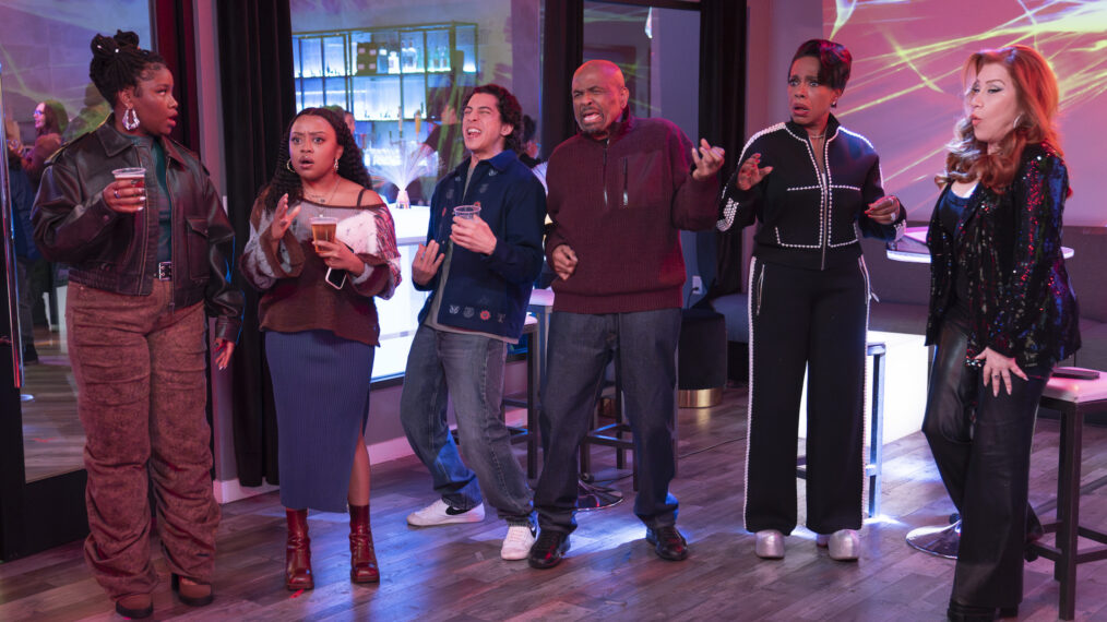 Courtney Taylor, Quinta Brunson, Benjamin Norris, William Stanford Davis, Sheryl Lee Ralph, and Lisa Ann Walter in 'Abbott Elementary' Season 4 Episode 17 - 'Karaoke'