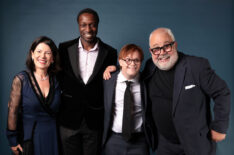 Pippa Harris, Zephryn Taitte, Daniel Laurie and Cliff Parisi pose in the Studio at the NTAs 2024 at The O2 Arena on September 11, 2024 in London, England.