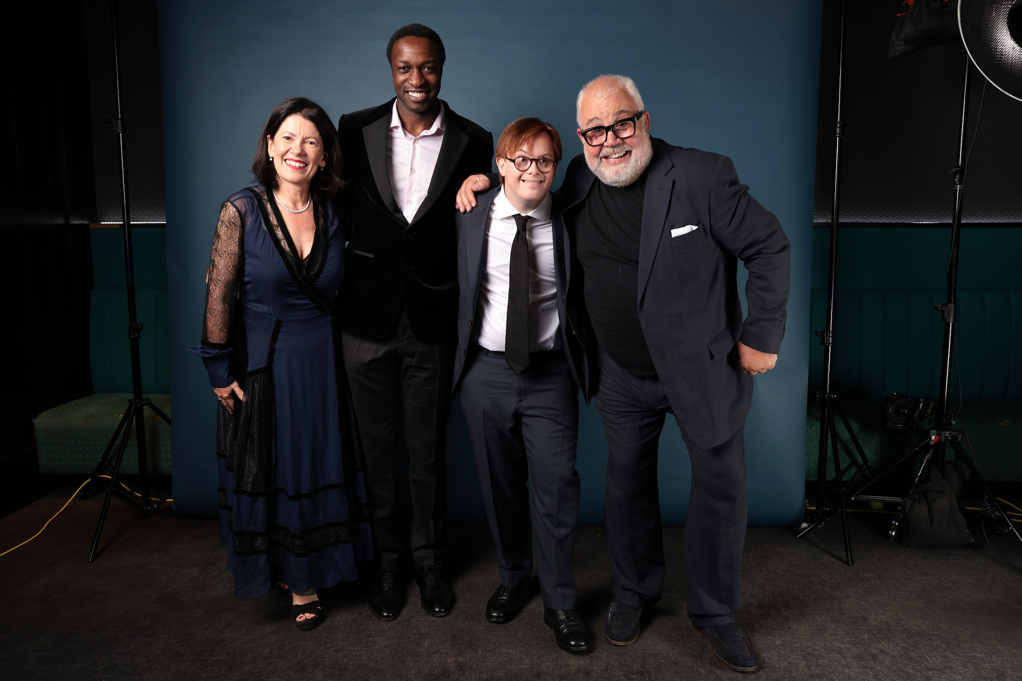 Pippa Harris, Zephryn Taitte, Daniel Laurie and Cliff Parisi pose in the Studio at the NTAs 2024 at The O2 Arena on September 11, 2024 in London, England.