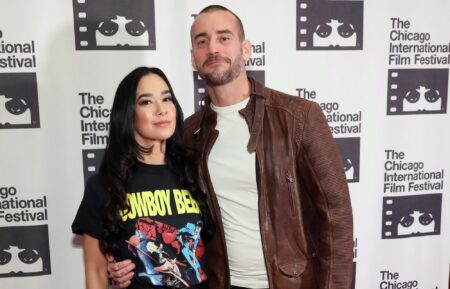 AJ Mendez and Phil 'CM Punk' Brooks attend the red carpet Premiere of 