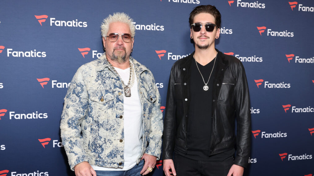 Guy Fieri and Hunter Fieri attend Michael Rubin’s 2024 Fanatics Super Bowl Party at the Marquee Nightclub at The Cosmopolitan of Las Vegas on February 10, 2024 in Las Vegas