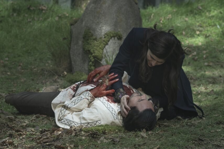 Alexandra Daddario as Dr. Rowan Fielding, Jack Huston as Lasher - Mayfair Witches _ Season 2, Episode 8