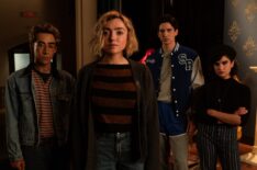 Nick Pugliese as Charley, Peyton List as Maddie Nears, Milo Manheim as Wally Clark and Sarah Yarkin as Rhonda in School Spirits