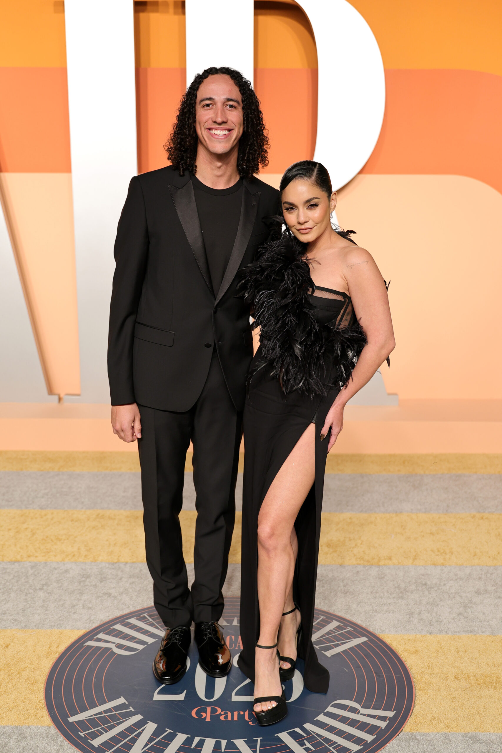 Cole Tucker and Vanessa Hudgens attend the 2025 Vanity Fair Oscar Party