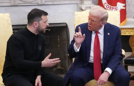 U.S. President Donald Trump and Ukrainian President Volodymyr Zelenskyy meet in the Oval Office at the White House on February 28, 2025, in Washington, D.C.