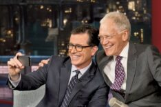 Stephen Colbert and David Letterman on the Late Show