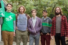 Zach Woods, T.J. Miller, Thomas Middleditch, Kumail Nanjiani and Martin Starr in Silicon Valley